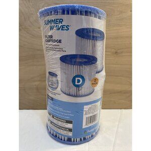 Summer Waves Pool Filter Cartridge 2 Pack Size D 3.75" x 4.13" Polygroup.